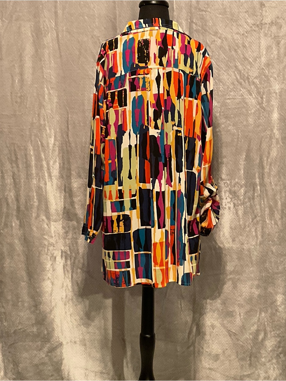 Multiples Multi-Color Abstract Print Button-Down Shirt - Picture 3 of 4